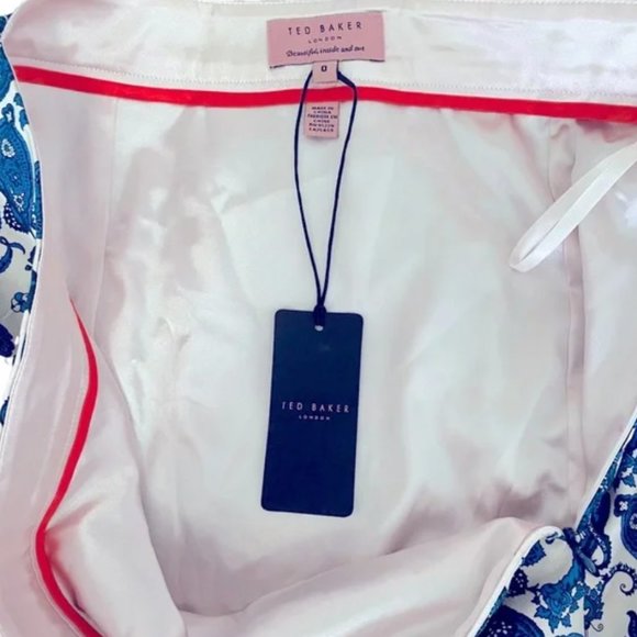 Ted Baker Madisyn blue paisley pencil skirt size 0 nwt - Picture 8 of 10